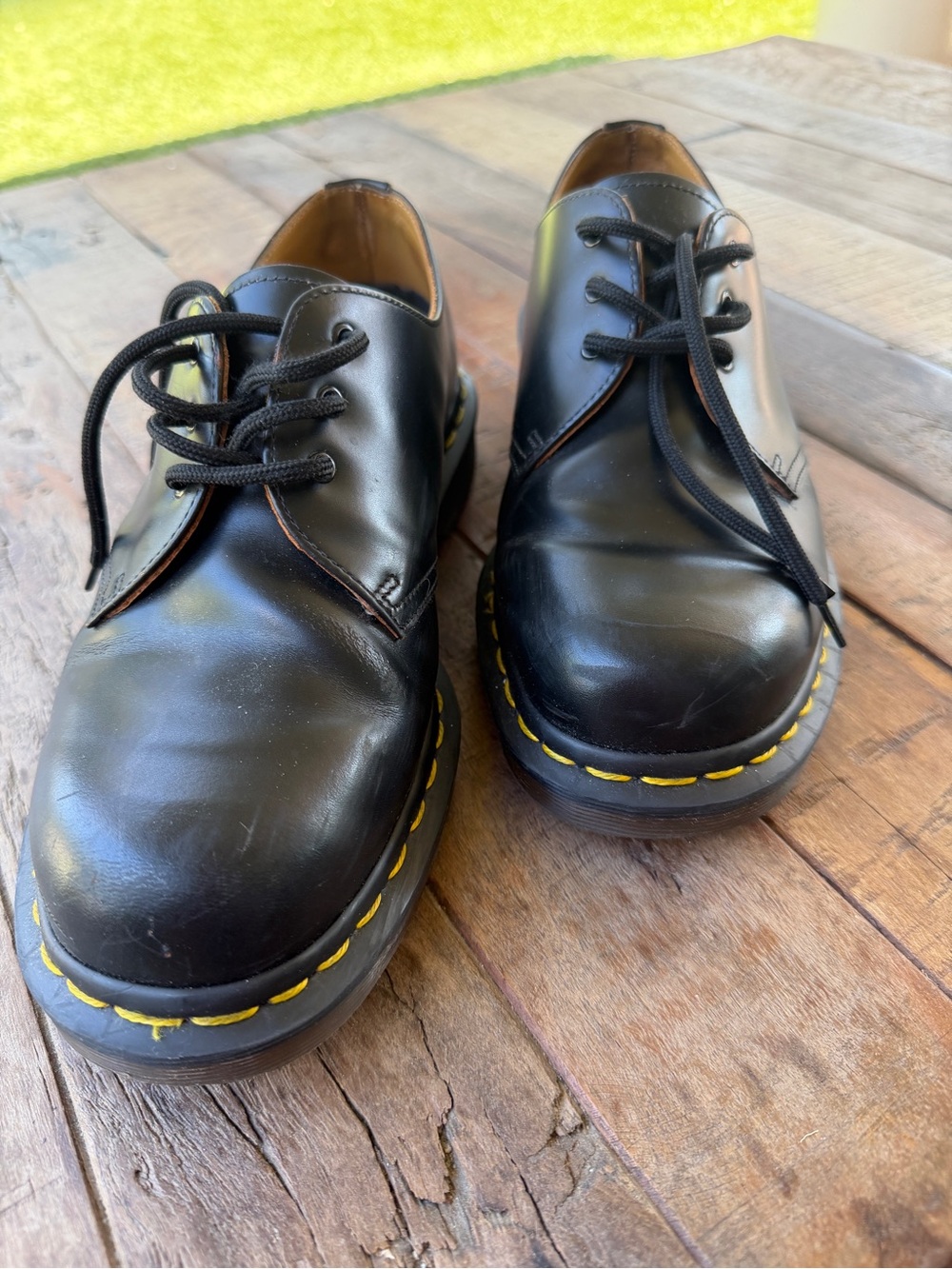 Dr. Martens 1461 Black Leather Shoes with Yellow Stitching W size 9, M size 7